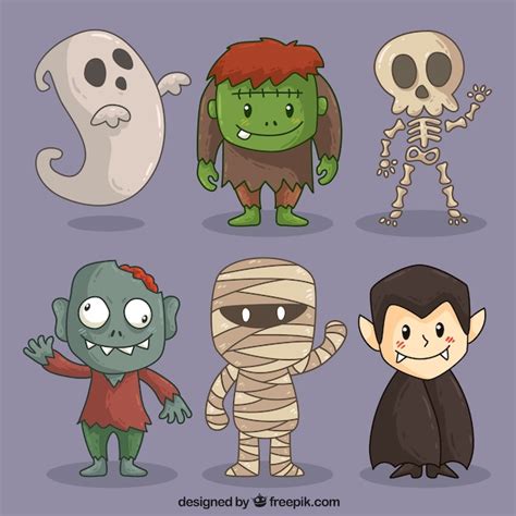 Cute halloween characters | Free Vector