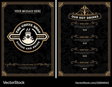 Coffee shop menu with floral background Royalty Free Vector