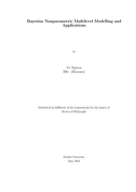 (PDF) Bayesian Nonparametric Multilevel Modelling and Applications