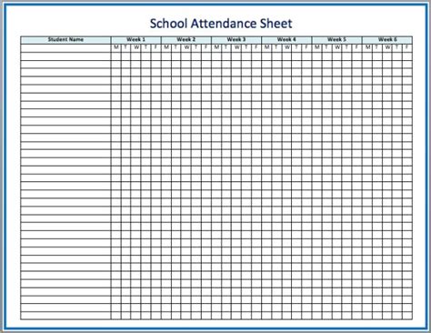 School Attendance Sheet | Attendance sheet, Attendance sheet template, Student attendance sheet