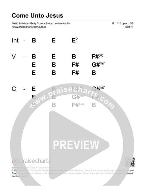 Come Unto Jesus (Acoustic) Free Chords PDF (Keith & Kristyn Getty ...