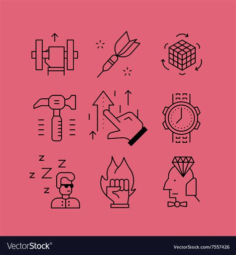 Set of line icons in the flat style Royalty Free Vector