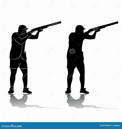 Silhouette Trap Shooter. Vector Drawing | CartoonDealer.com #138257088