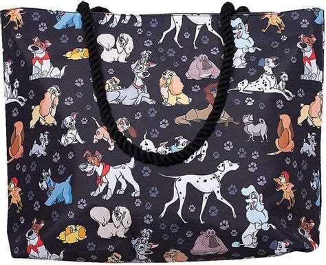 Disney Tote Travel Bag Dogs Print: 101 Dalmatians Lady Tramp Copper Dodger | Disney tote, Dog ...