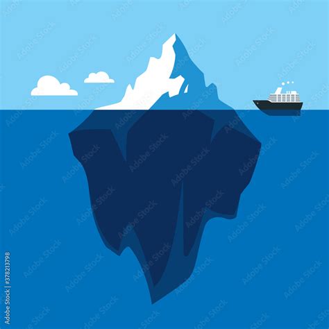 Ship Sailing Into Iceberg Vector Illustration Stock Vector | Adobe Stock