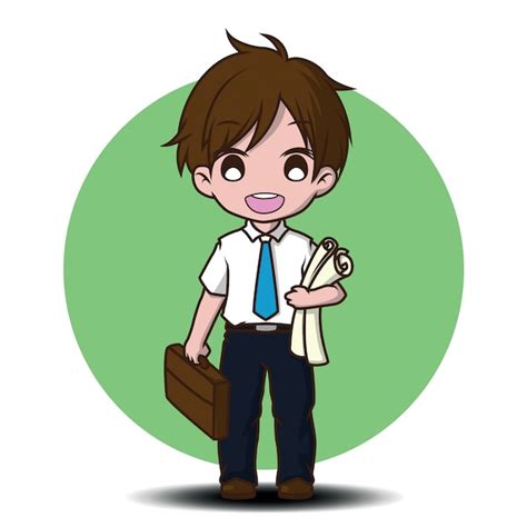 Cute architect cartoon character. Vector | Premium Download