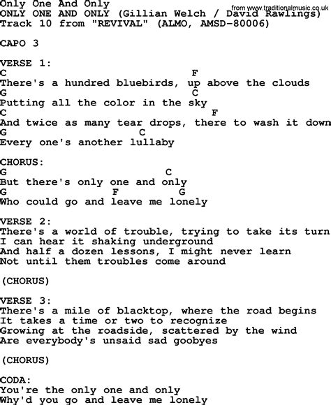 Only One And Only - Bluegrass lyrics with chords