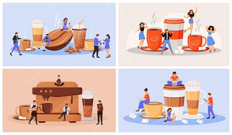 Premium Vector | Coffee culture flat concept illustration set