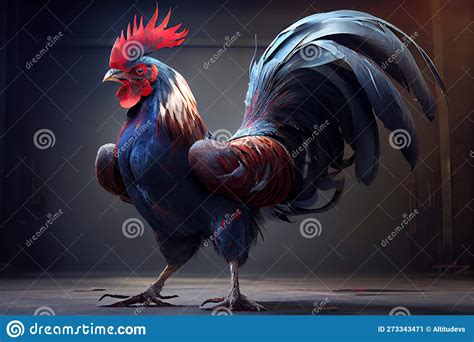 Large Rooster with Two Sharp Blades on Its Paws Preparing for Fight ...