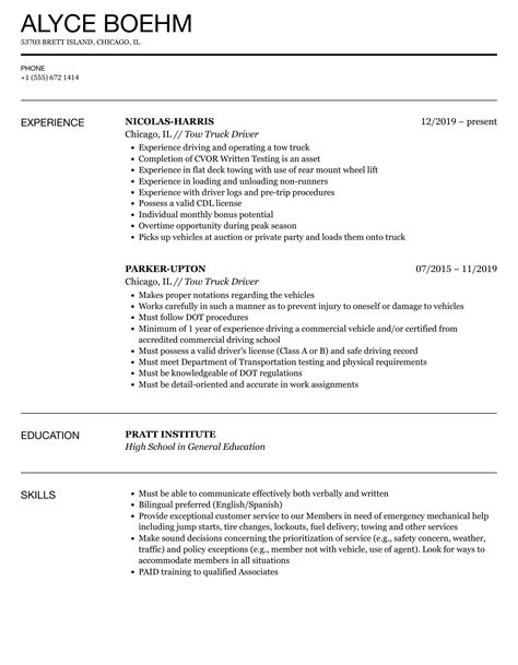 Truck Driver Resume Template Word