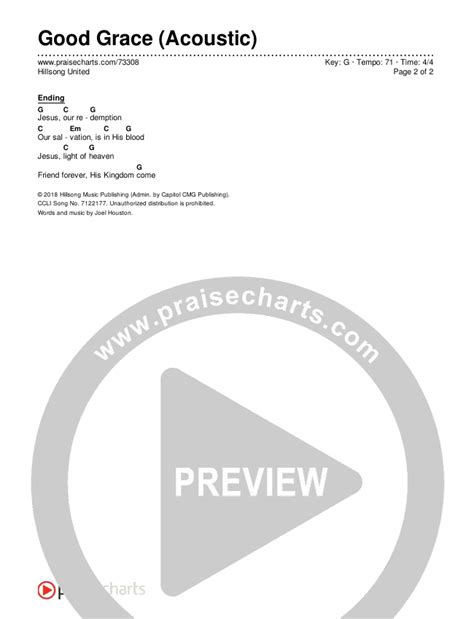 Good Grace (Acoustic) Chords PDF (Hillsong UNITED) - PraiseCharts