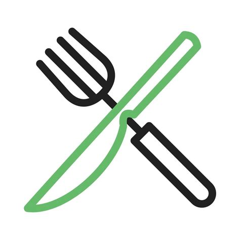 Fork and Knife Line Green and Black Icon 9696555 Vector Art at Vecteezy