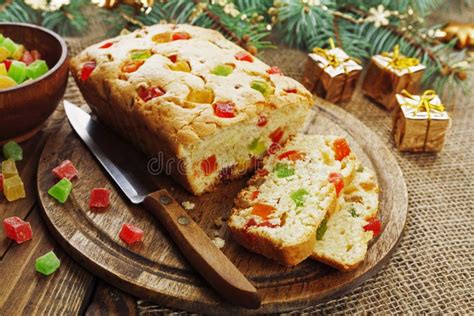 Cake with candied fruit stock photo. Image of decorations - 55427848