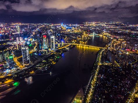 Fresh Atmosphere Aerial Night View Overpass Background, City Night View ...