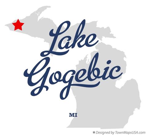 Map of Lake Gogebic, MI, Michigan