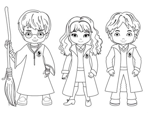 🖍️ Harry Potter Hermione and Ron Cute - Printable Coloring Page for Free - Pupla.com