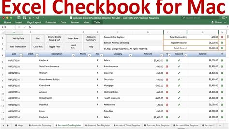 Checkbook Ledger Template ~ MS Excel Templates