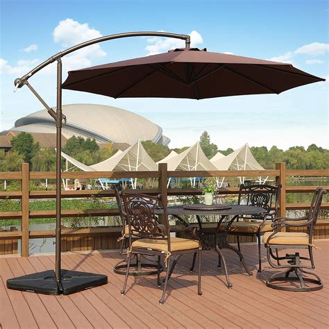 Bally 10 ft. Cantilever Hanging Patio Umbrella with Base Weights, Coffee - Walmart.com - Walmart.com