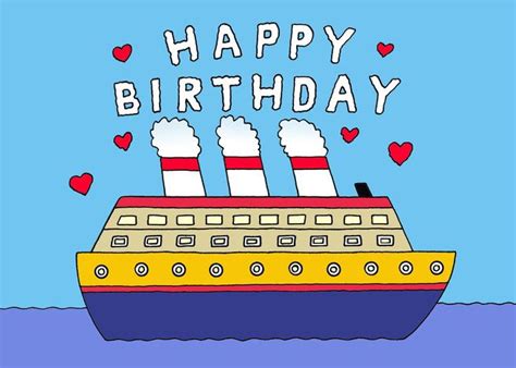 Happy Birthday Cruise Ship, Cute Cartoon Humor. card #Ad , #spon, #Cruise, #Ship, #Happy, # ...