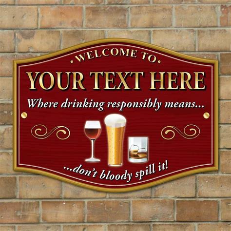 Personalised Home Pub Sign, Custom Bar Plaque, Outdoor Bar Sign, Home ...