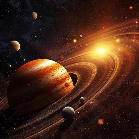 Premium Photo | The planet jupiter is surrounded by a ring of saturn.