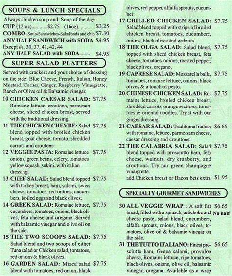 Menu at Emilys Cafe and Deli, Coral Gables