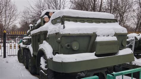 Soviet multiple rocket launcher system BM-27 Uragan on shassis ZIL-135 ...