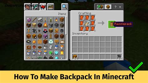 How To Make Backpack In Minecraft - Game Specifications