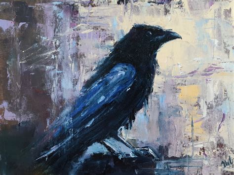 Crow Painting Oil Original Art Dark Souls Painting Wall Art | Etsy