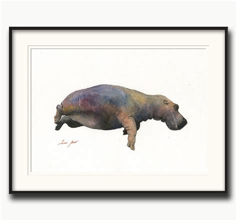 Swimming hippo underwater hippos hippo kiss hippo art hippo | Etsy