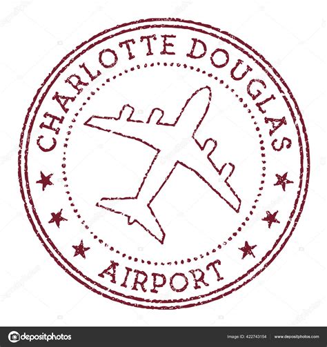 Charlotte Douglas Airport stamp Airport of Charlotte round logo Vector ...