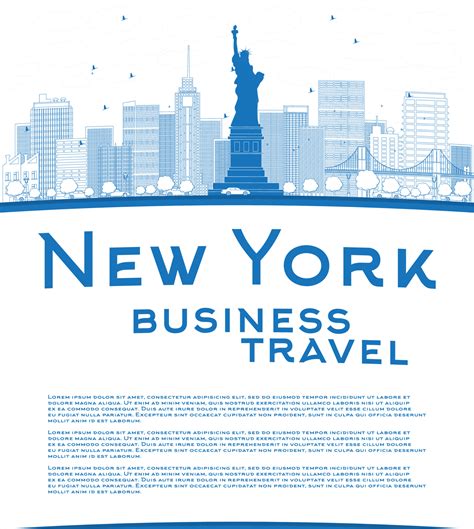 Outline New York city skyline with blue buildings and copy space. 6989764 Vector Art at Vecteezy