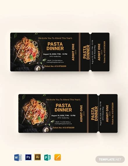 Dinner Ticket - 17+ Examples, Illustrator, Word, Pages, Photoshop ...