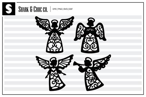 'Christmas Angel 1' cut files By Shark&Croc co. | TheHungryJPEG