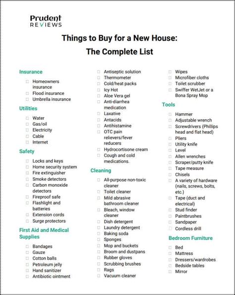 Things to Buy for a New House (Essentials Checklist) - Prudent Reviews