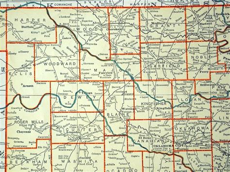 1937 Antique Map of Oklahoma Oklahoma Antique Map Antique | Etsy