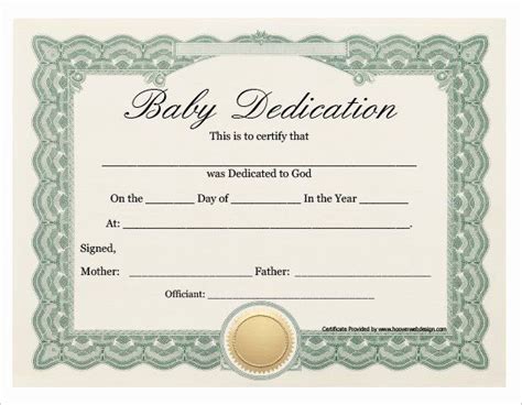 Baby Dedication Certificate Template Unique Baby Dedication Certificate | Baby dedication ...