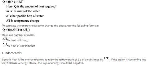 Specific Heat, J/g.°C 2.06 - ice 4.18 - water 2.03 - steam.Molar heat of fusion for water, kJ ...