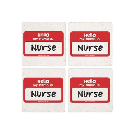 Nurse Name Tag Tile Coaster by studiogumbo