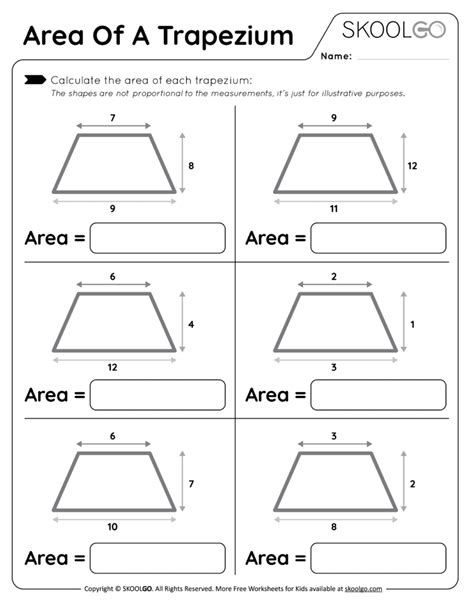 Area of a Trapezium - Free Worksheet for Kids - SKOOLGO