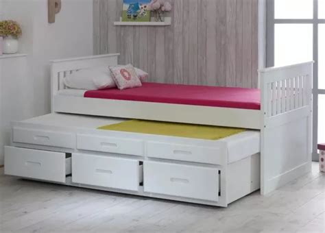 WHITE WOODEN SINGLE trundle bed £125.00 - PicClick UK