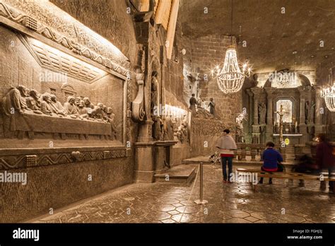 Wieliczka - Poland - April 23. Wieliczka Underground Salt Mine Museum. St. Kinga chamber Stock ...