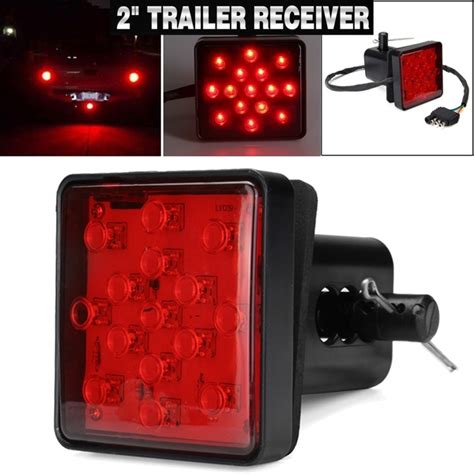2" Trailer Truck Hitch Towing Receiver Cover 15 LED Brake Light Tube Cover W Car & Truck Parts ...