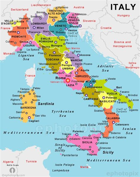 Italy Political Map | Italy map, Italy vacation, Italy