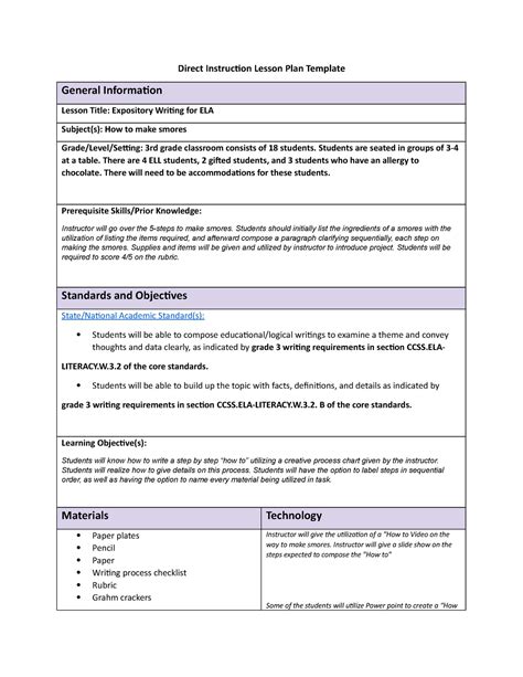 Instructional Plan Template