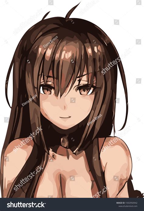 Very Hot Anime Girl Long Brown: vector de stock (libre de regalías ...