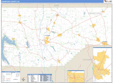 Crawford County, Pennsylvania Zip Code Wall Map | Maps.com.com