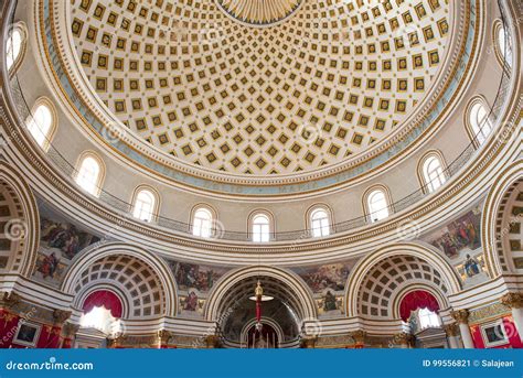 Interior of the Dome of the Mosta Rotunda. Malta Editorial Photo - Image of dome, mosaic: 99556821