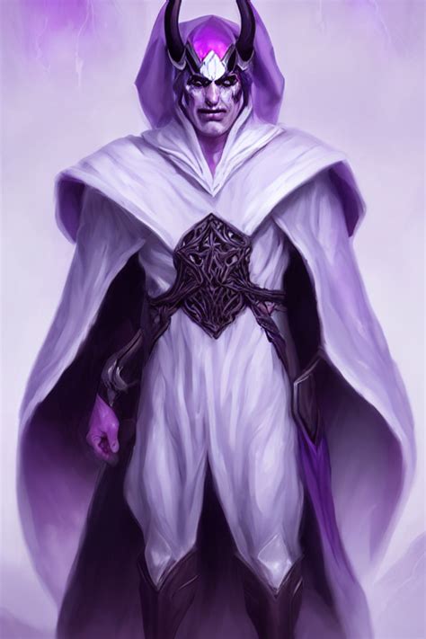 prompthunt: man male demon, white purple cape, warlock, character ...