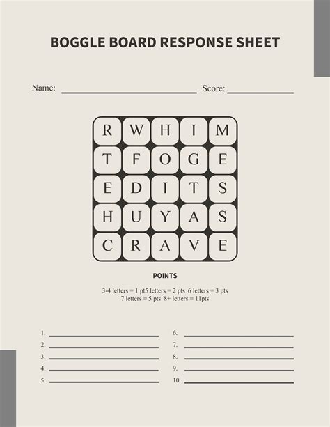 Free Printable Boggle Boards - Printable Form, Templates and Letter